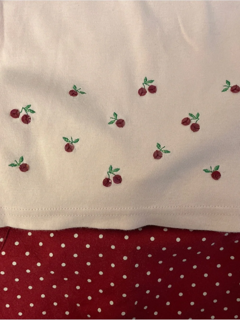 Gymboree Cotton Light Pink Cherry Tee with Red Polka Dot Skort Outfit Set Sz 5